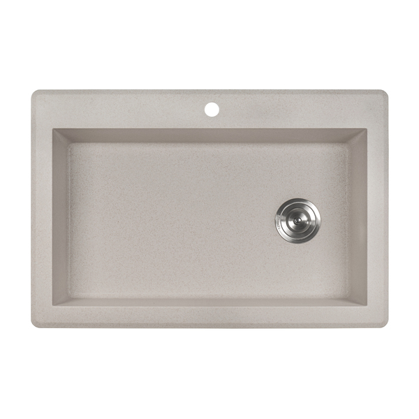 Ruvati 33"x22" Dual-Mnt Granite Composite Sgl Bowl Kitchen Sink, Caribbean Snd RVG1033CS